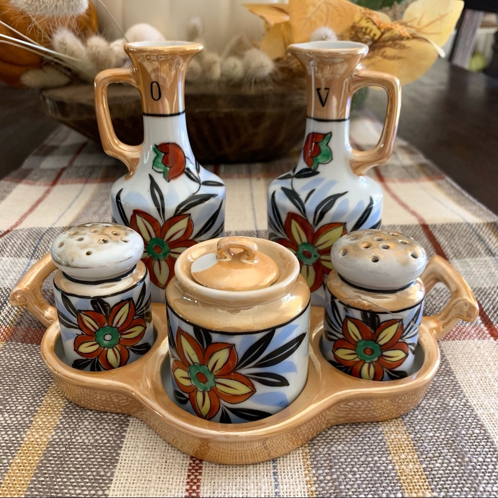 Vintage Hand Painted Japan Cruet Set